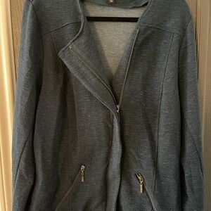 Stylish Teal Blue Zip-Up moto style Jacket